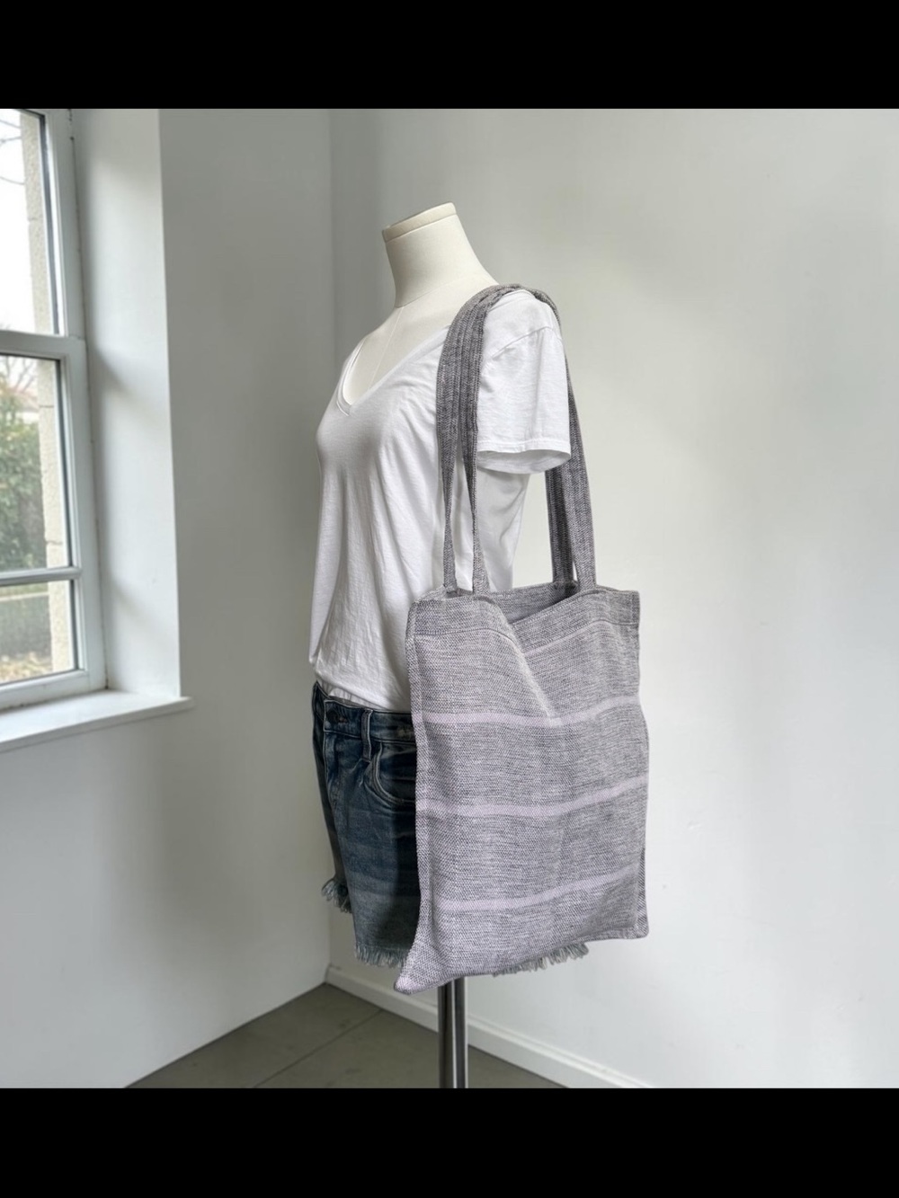 Everyday Purple Gray Knit Tote Bag with Shoulder Strap! - Picture 6 of 6